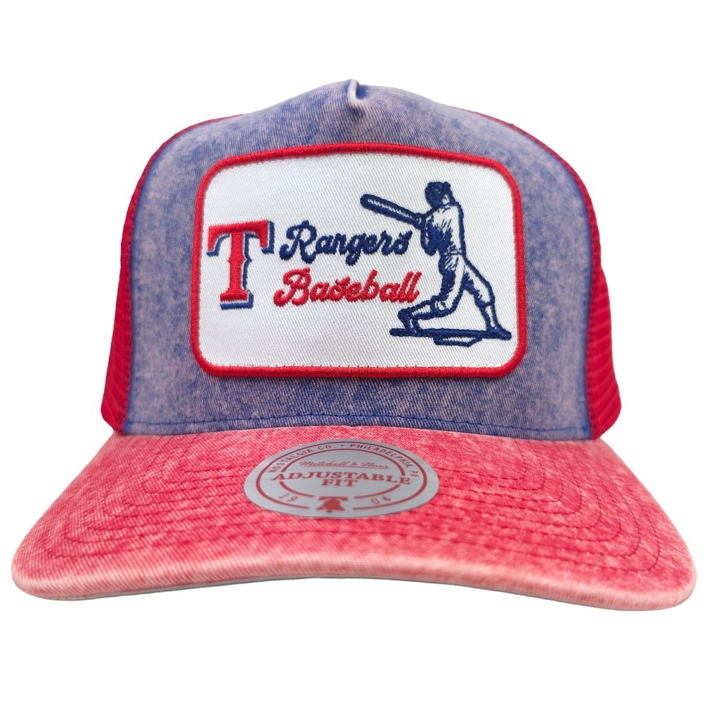 Texas Rangers Mitchell & Ness MLB Trucker Hat Cap 3D Patch Acid Wash Navy NWT